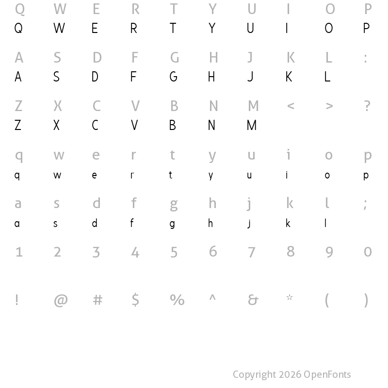 Character Map of Velnica Regular