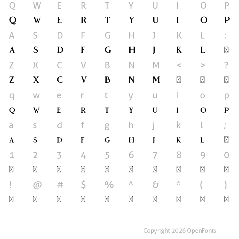 Character Map of Vendeur Free Regular