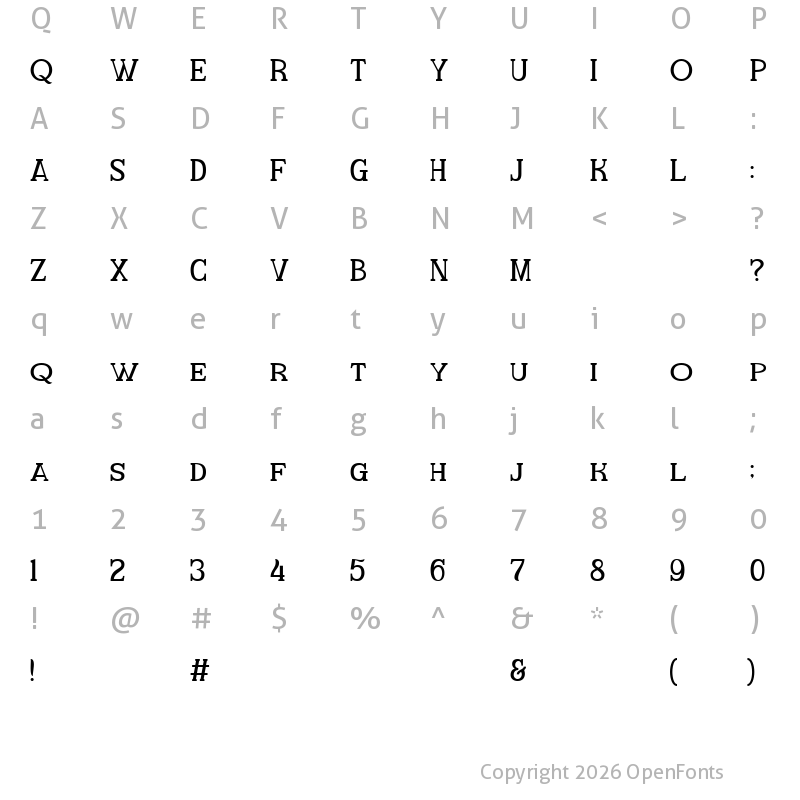 Character Map of Venerema Regular
