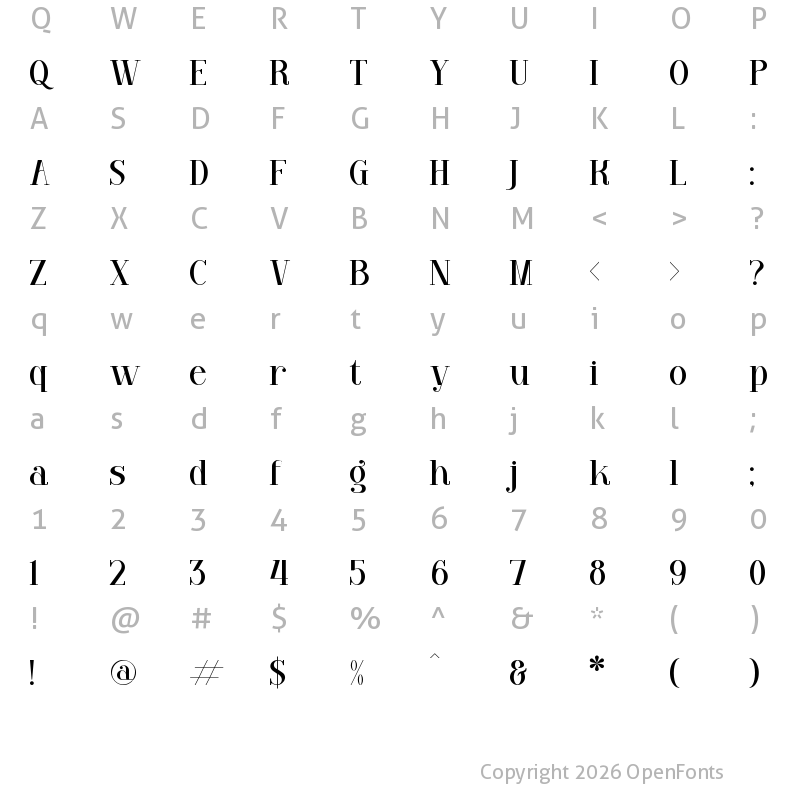 Character Map of VENEZULA Regular