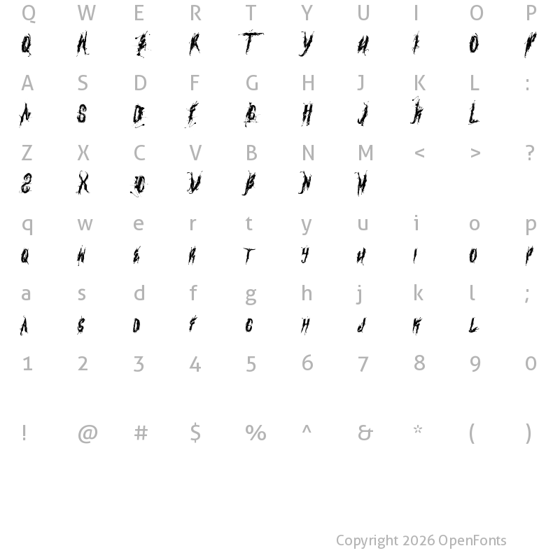 Character Map of VENOM Regular