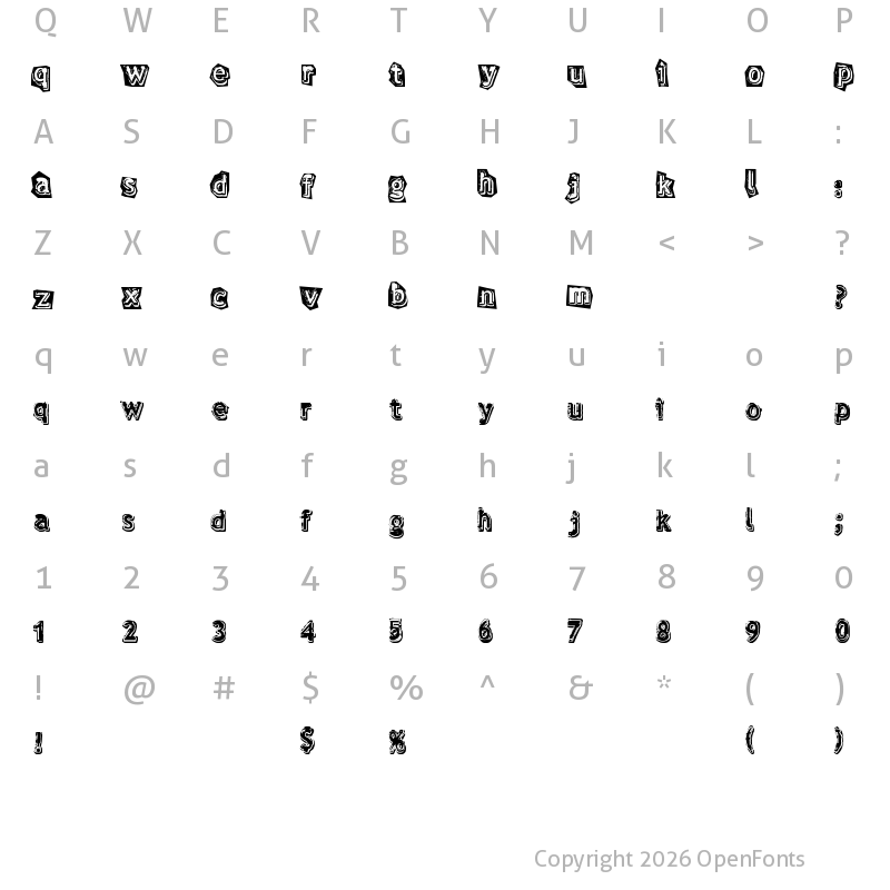 Character Map of verdy ?volution Regular
