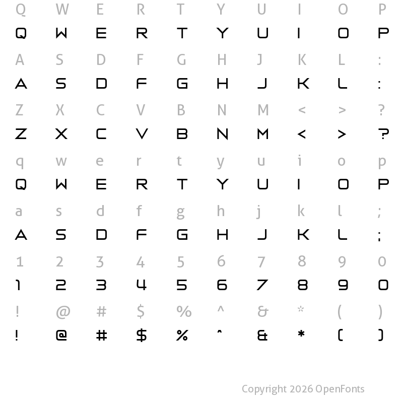 Character Map of Vermillion 22 Regular