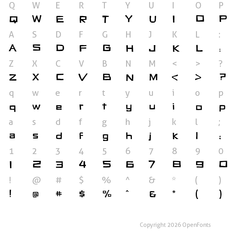 Character Map of Vertigon Regular