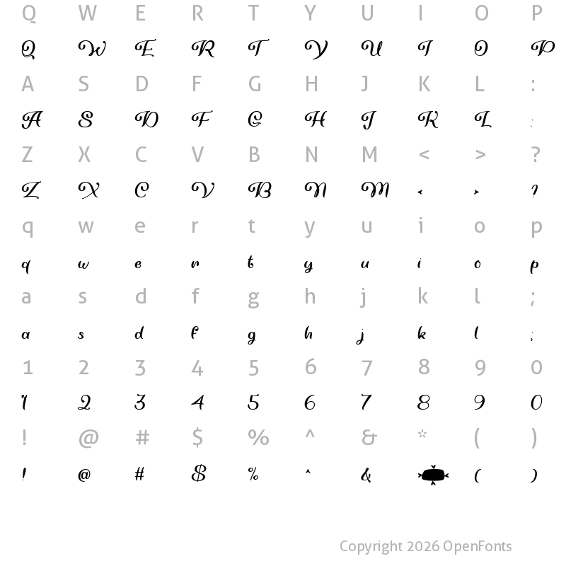 Character Map of Very You Regular