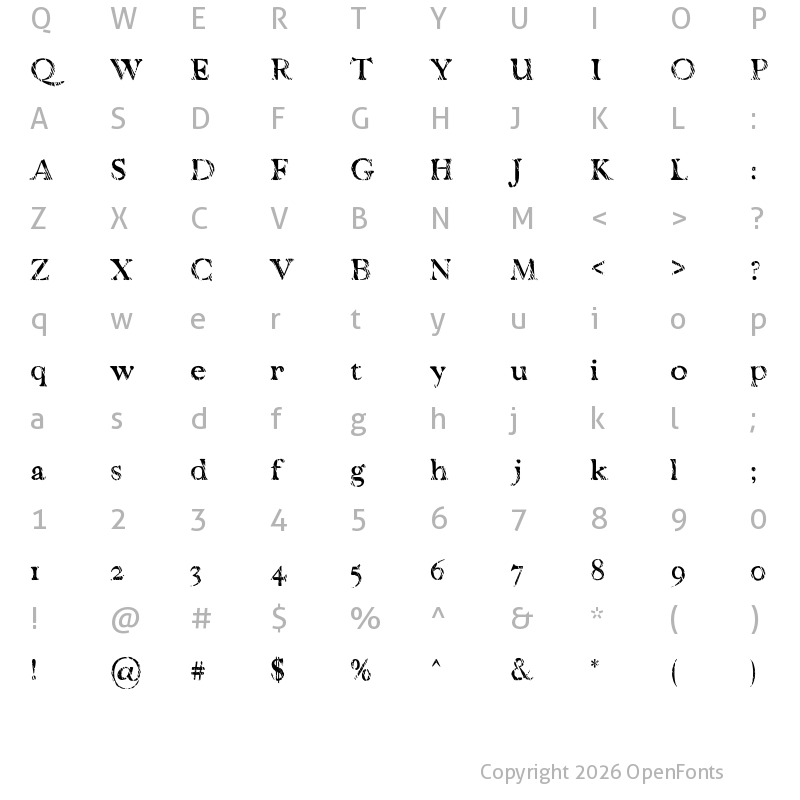 Character Map of Vescona Regular