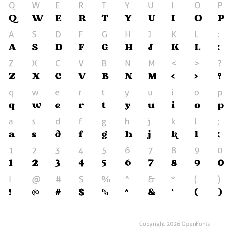 Character Map of Veselina Regular