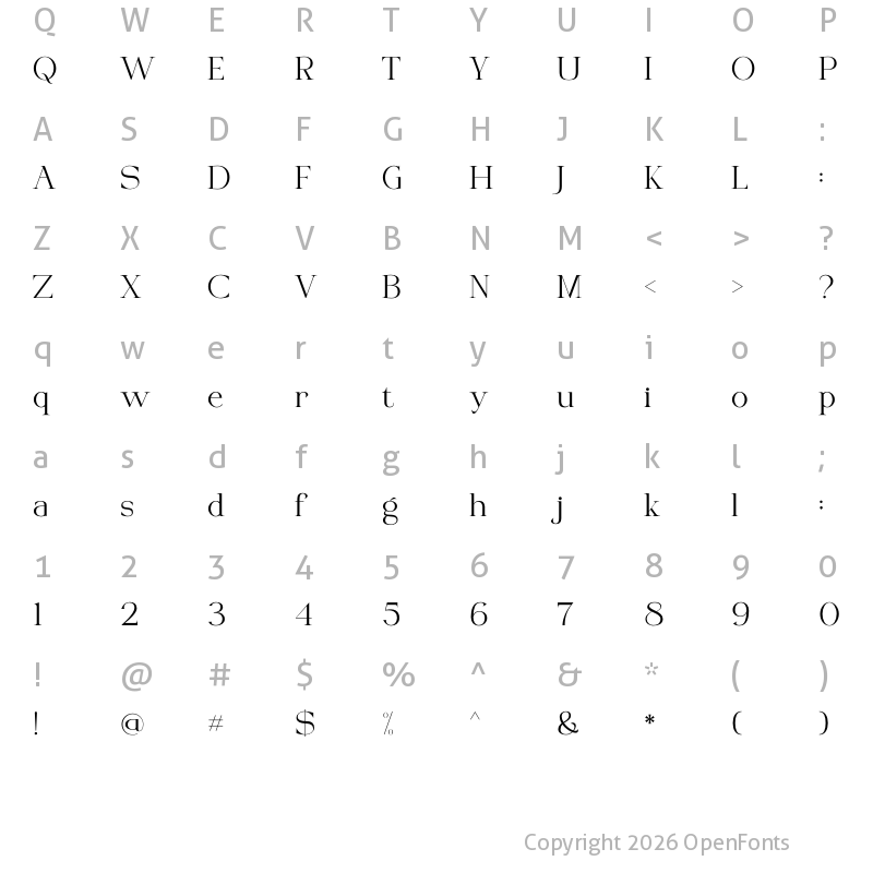 Character Map of VIBERATE Regular