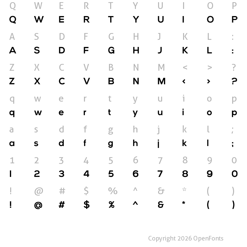 Character Map of Vice City Sans Bold Regular