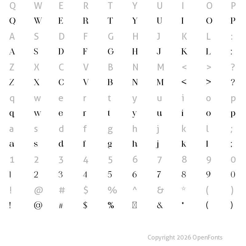 Character Map of Viceroyal Regular