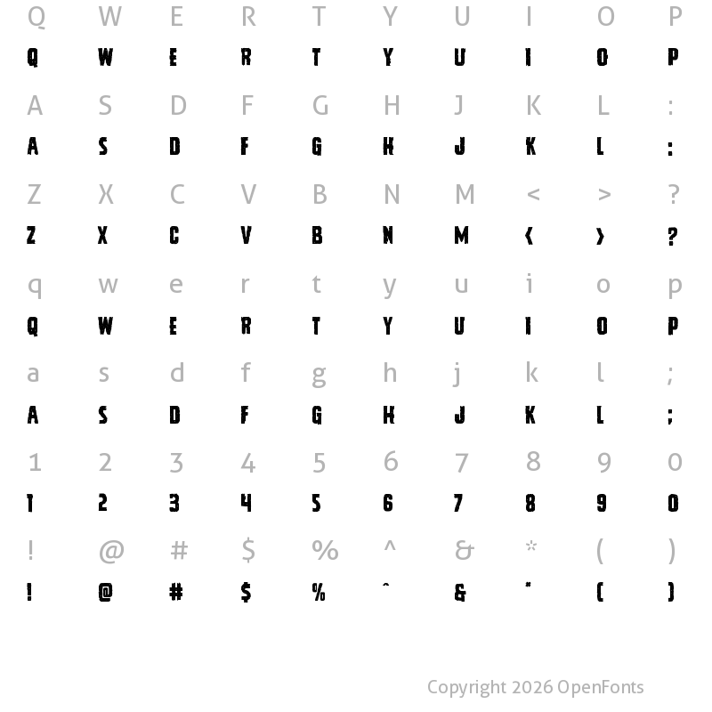 Character Map of Vicious Hunger Staggered Regular
