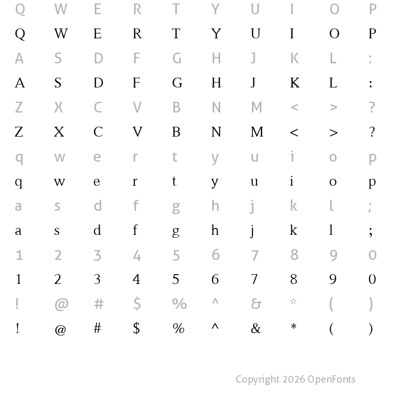 Character Map of Victoria Serif Regular