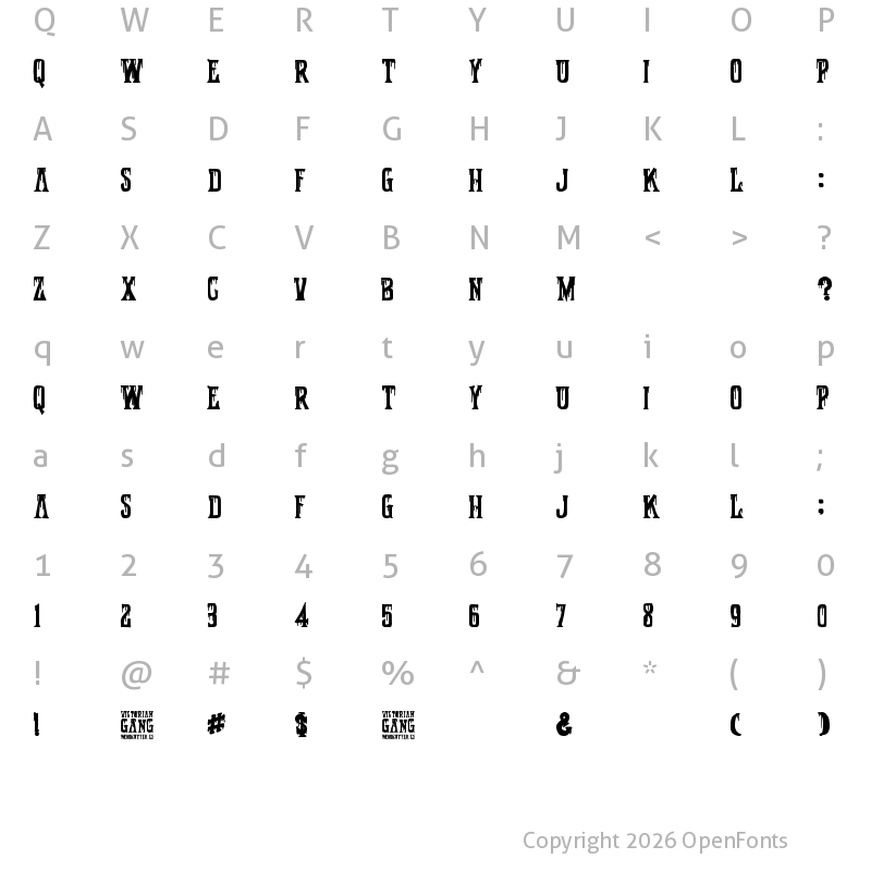 Character Map of Victorian Gang Regular