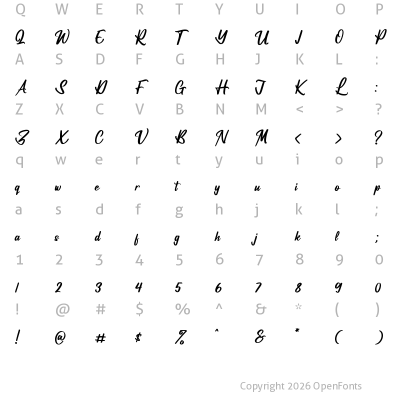 Character Map of Vifastev Caledon Regular