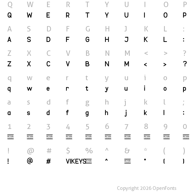Character Map of VIKEYS Personal use Regular