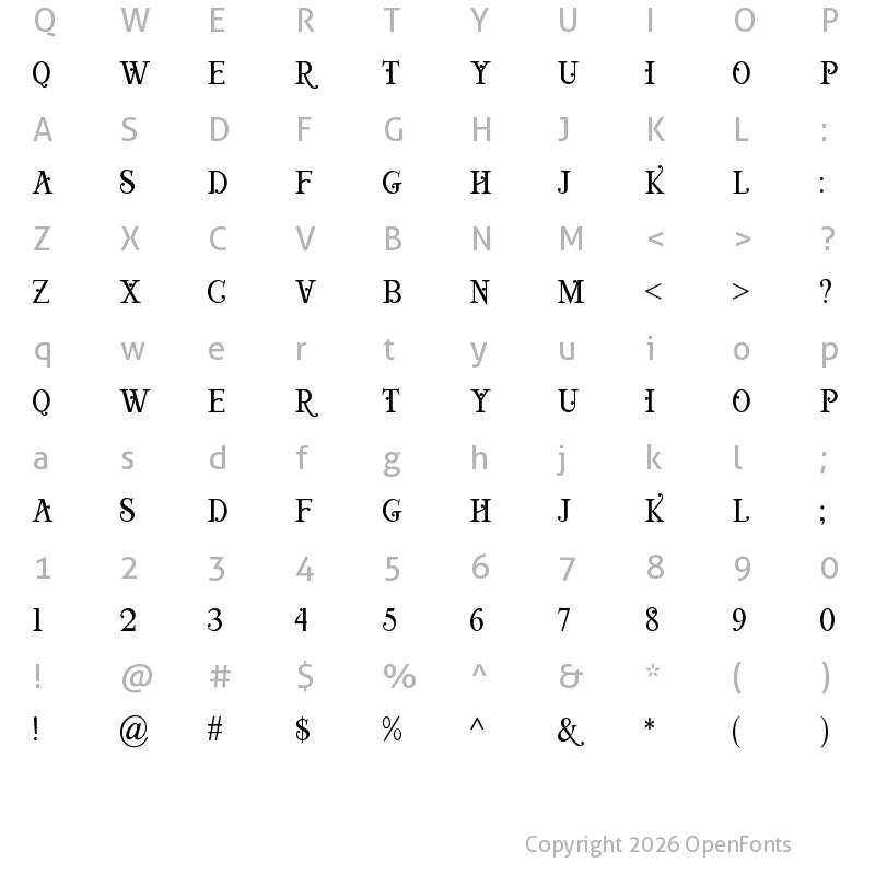 Character Map of Viktoria Serif Regular