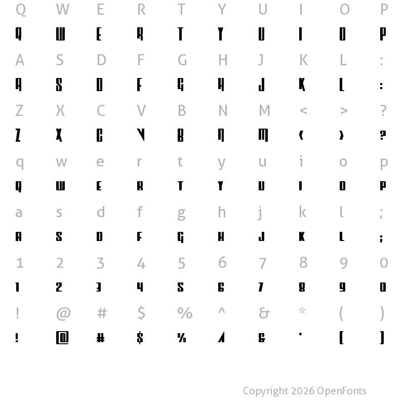 Character Map of Vindicator Regular