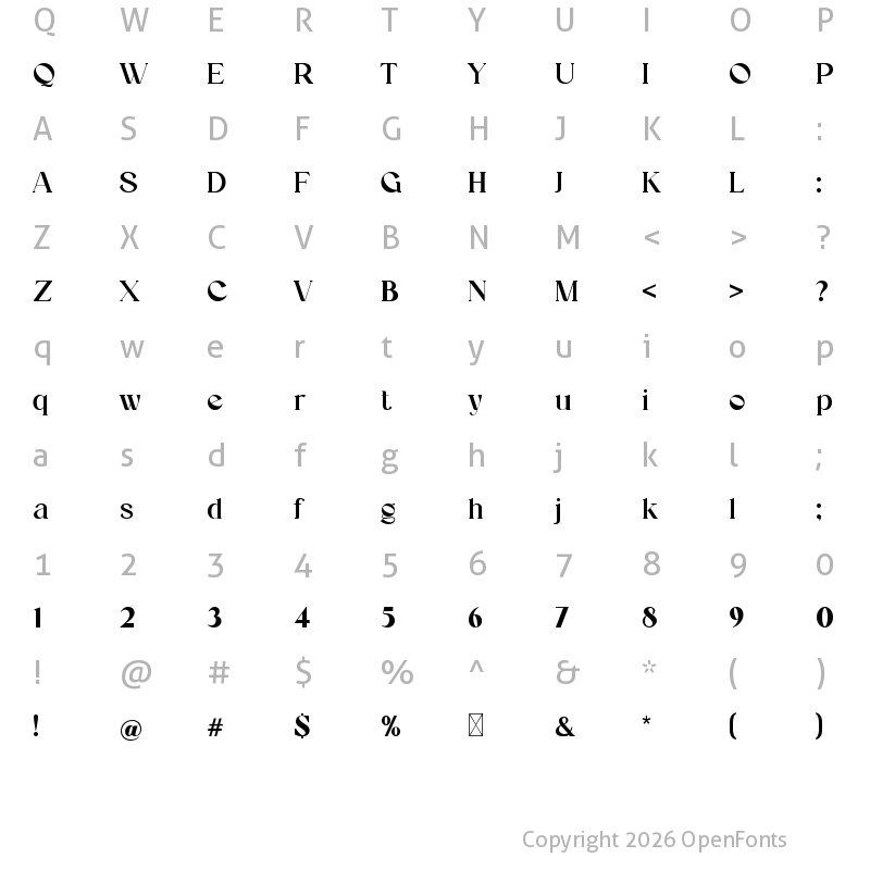 Character Map of Vindigater Regular