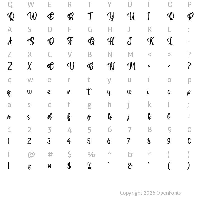 Character Map of Vintage Black Regular