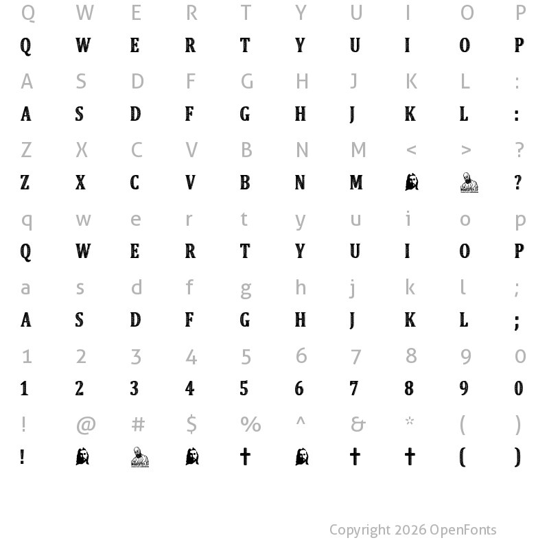Character Map of Vintage Faith Regular