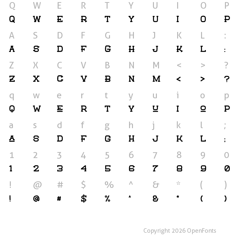 Character Map of Vintagio Classico Regular