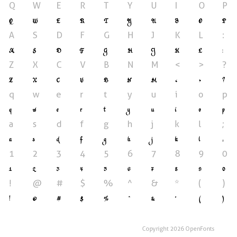 Character Map of Violant Regular