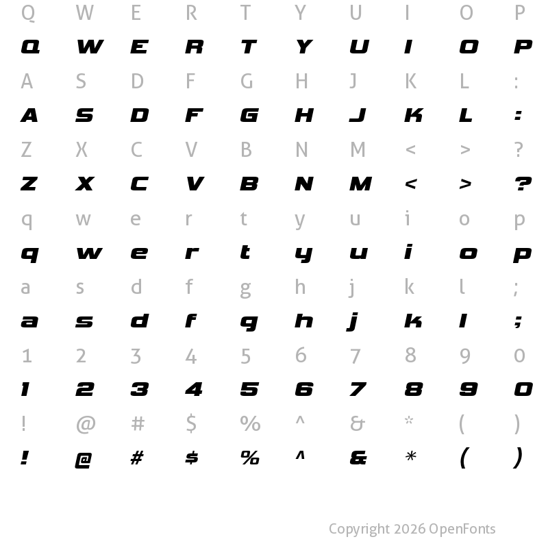 Character Map of Vipnagorgialla Bold Italic