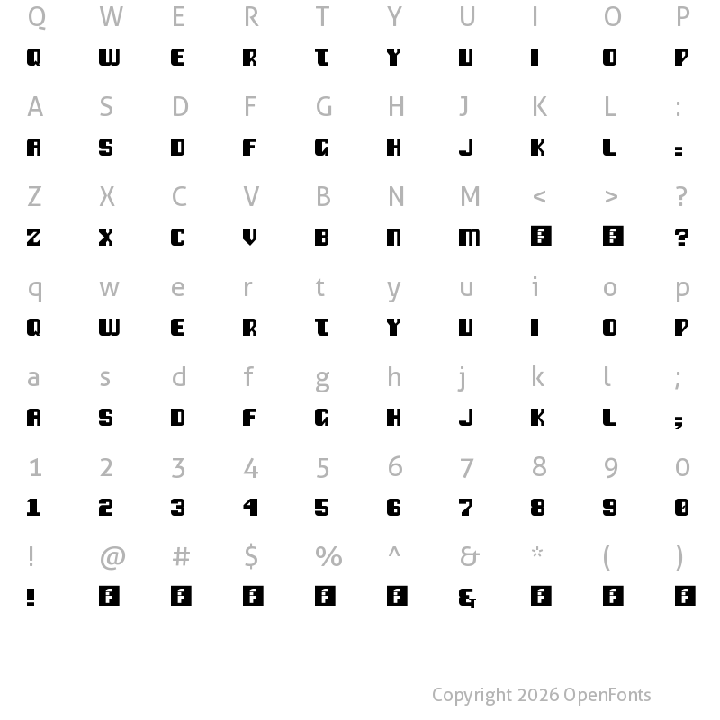 Character Map of Vipond Chubby Regular