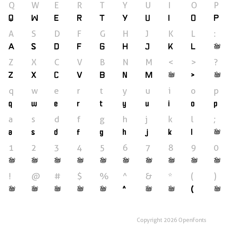 Character Map of VIPROX Bold Personal Use