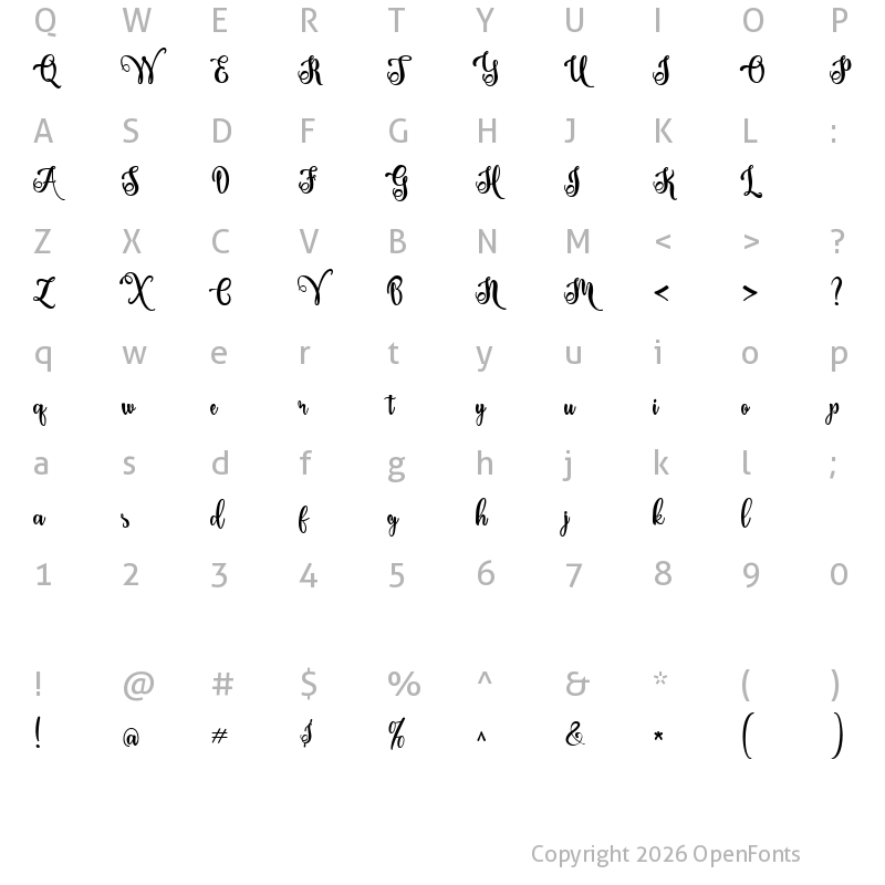 Character Map of Virathers shine Regular
