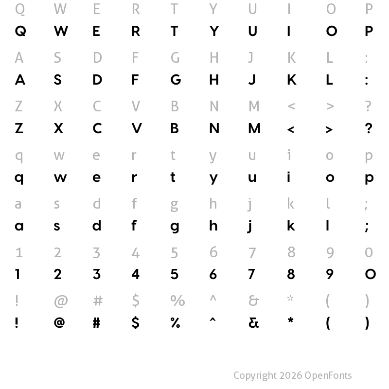 Character Map of Visby Bold