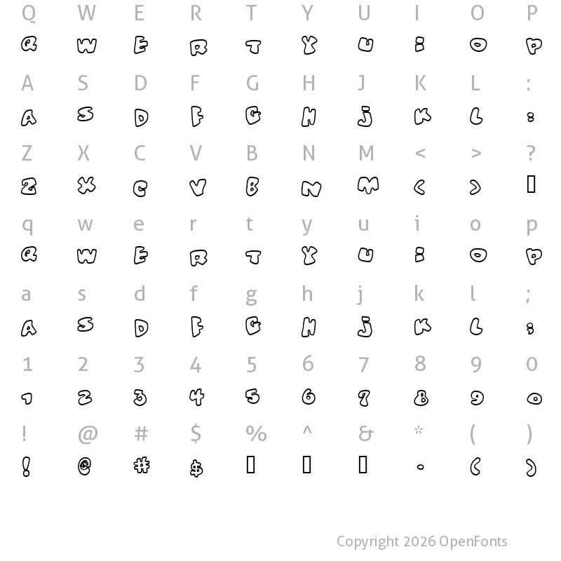 Character Map of Vitamin outlined Regular