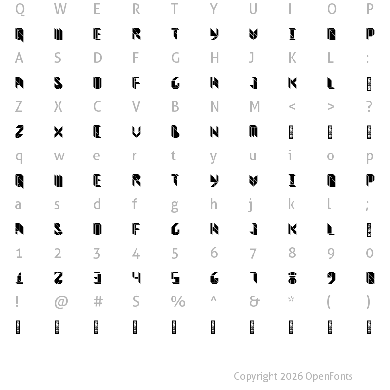 Character Map of Vitreous Black