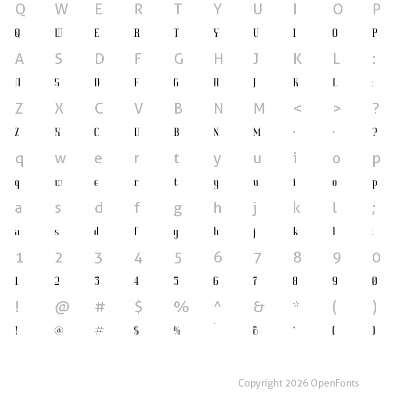Character Map of Vittorika Regular