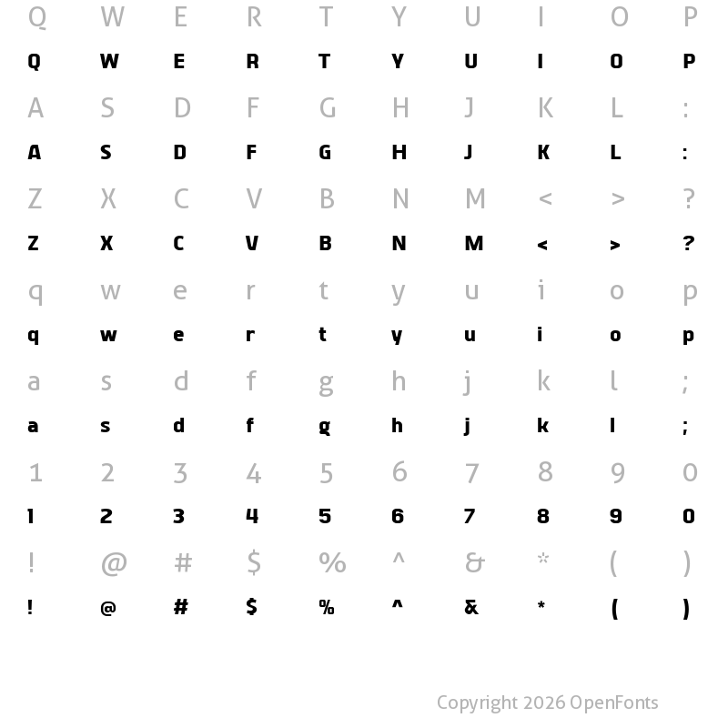 Character Map of Vogie Black Narrow
