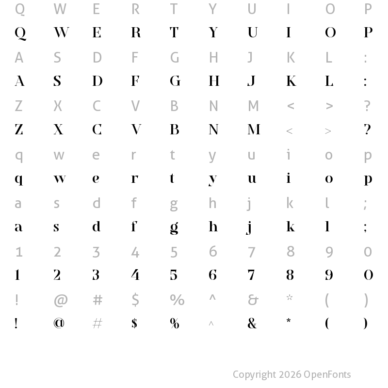 Character Map of Voguella Regular