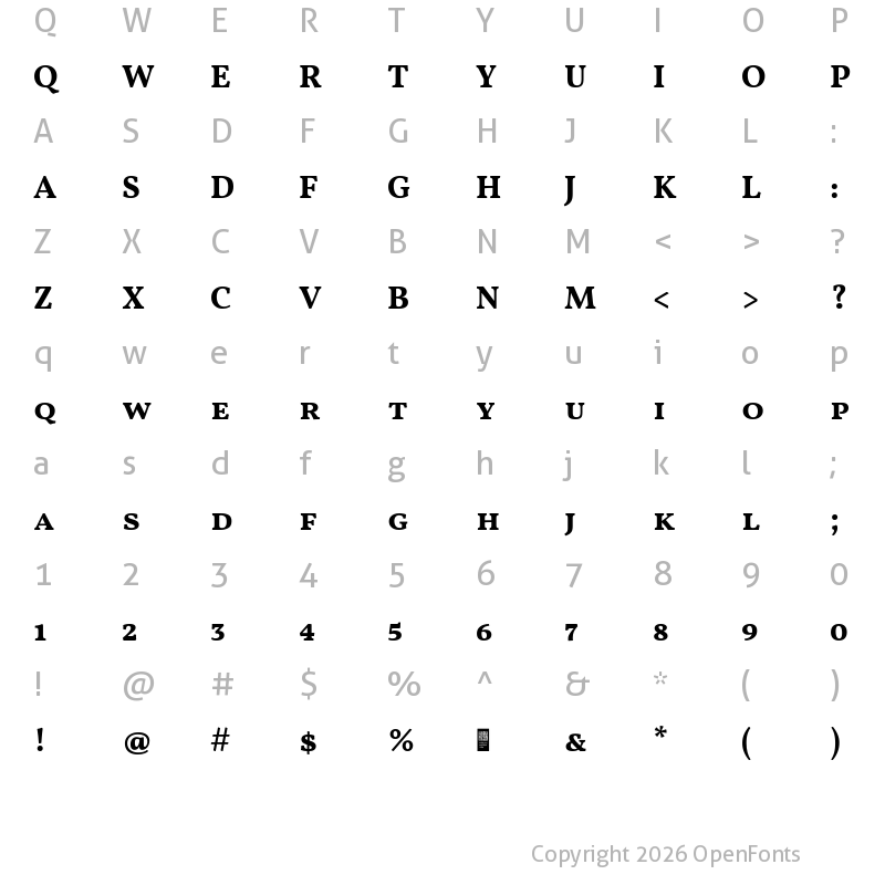 Character Map of Vollkorn SC Bold