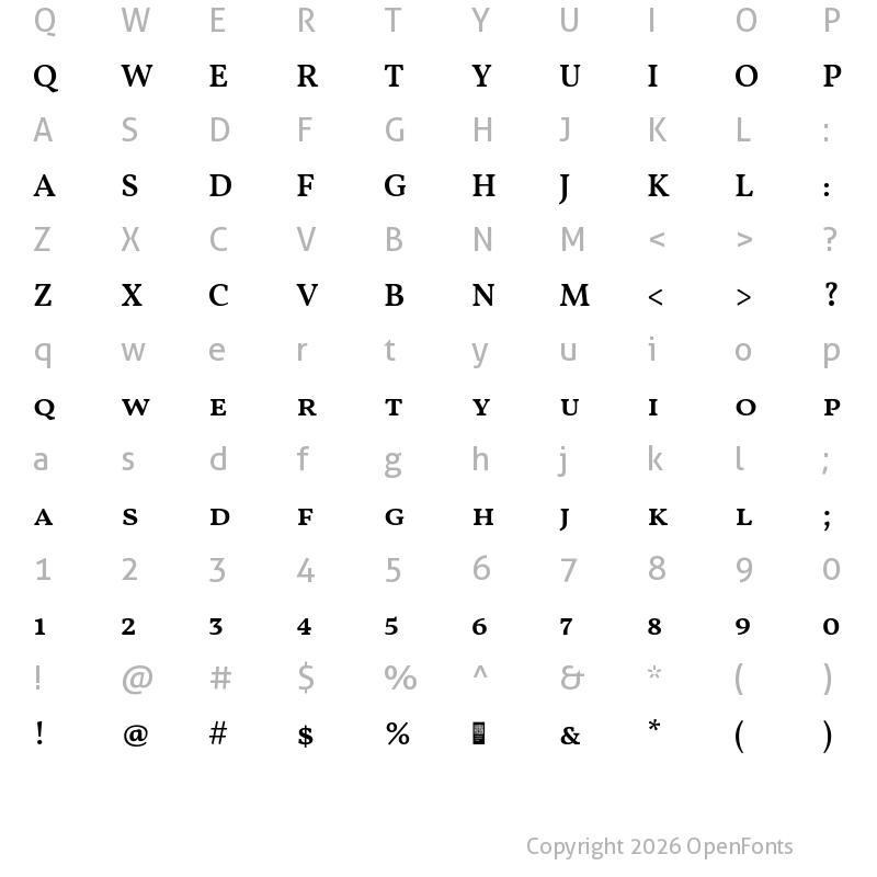 Character Map of Vollkorn SC SemiBold