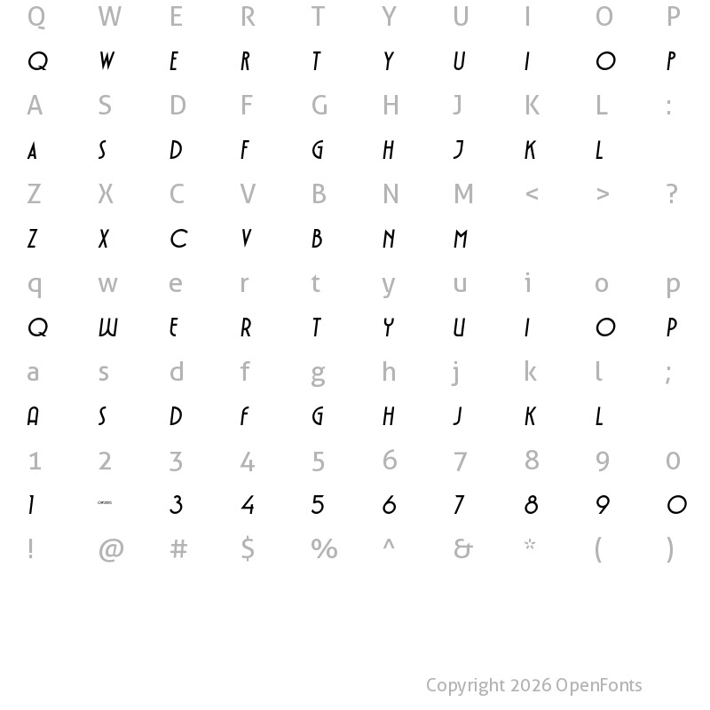 Character Map of VOLTDECO V02 Bold Italic