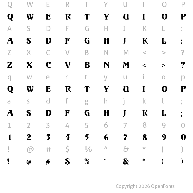 Character Map of Volute Regular
