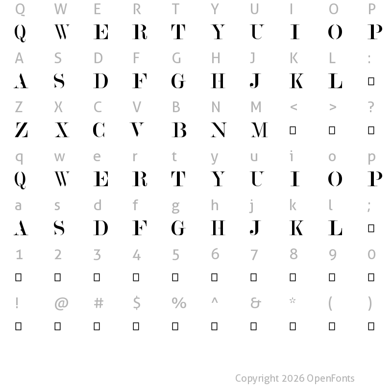 Character Map of volux Regular