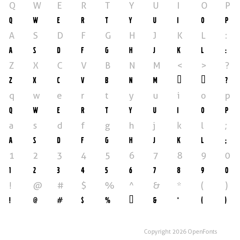Character Map of VolvoBroad Regular