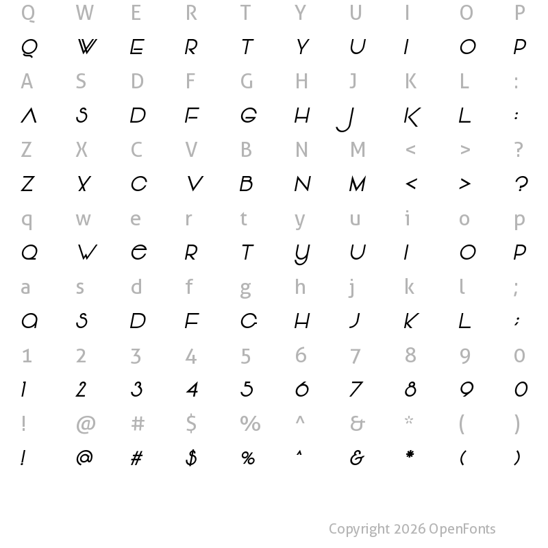 Character Map of Vonique 64 Bold Italic