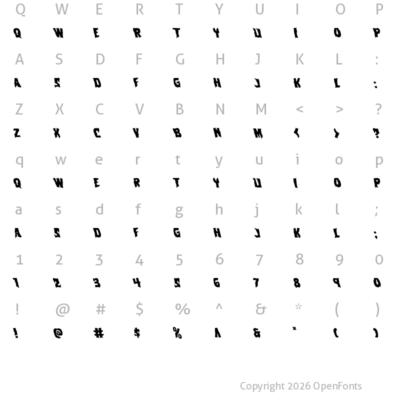 Character Map of Vorvolaka Leftalic Italic
