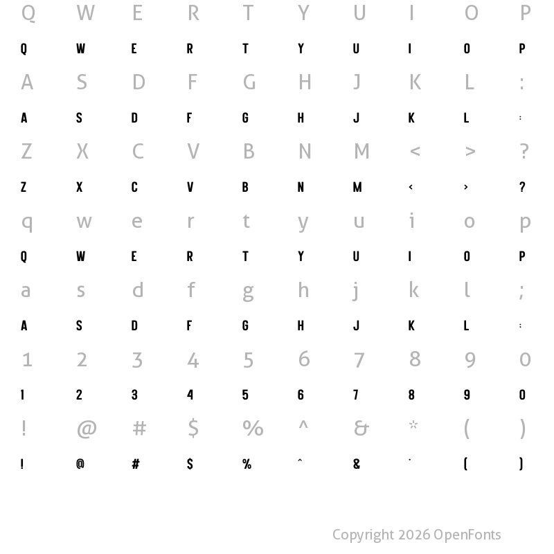Character Map of Votrag Bold
