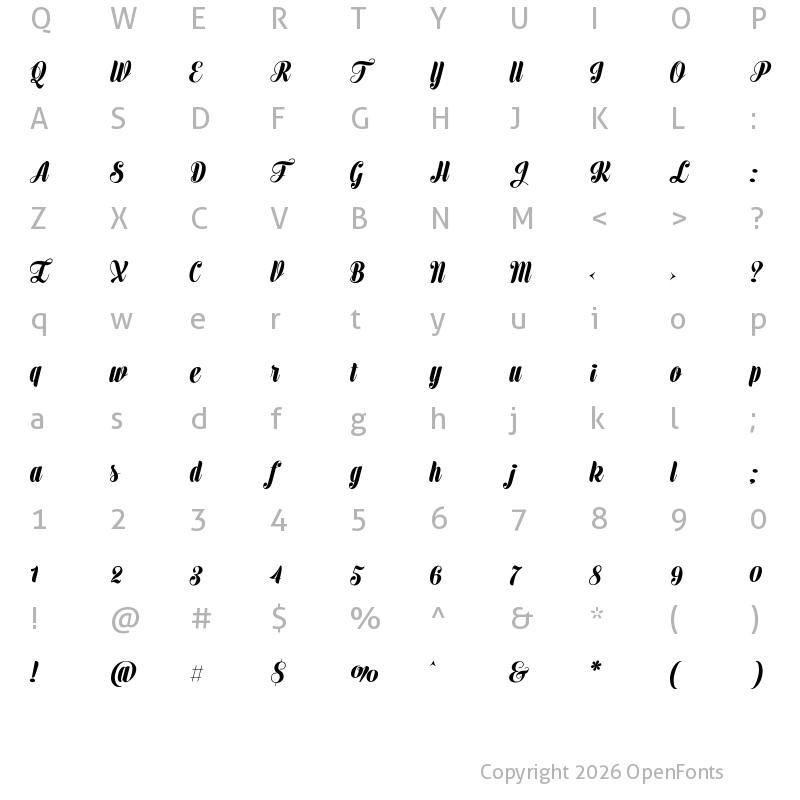 Character Map of VoyageBoldW00-Regular Regular