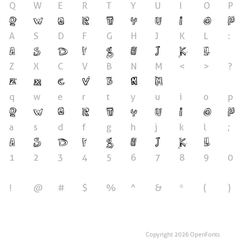 Character Map of VTKS EASY WAY Regular