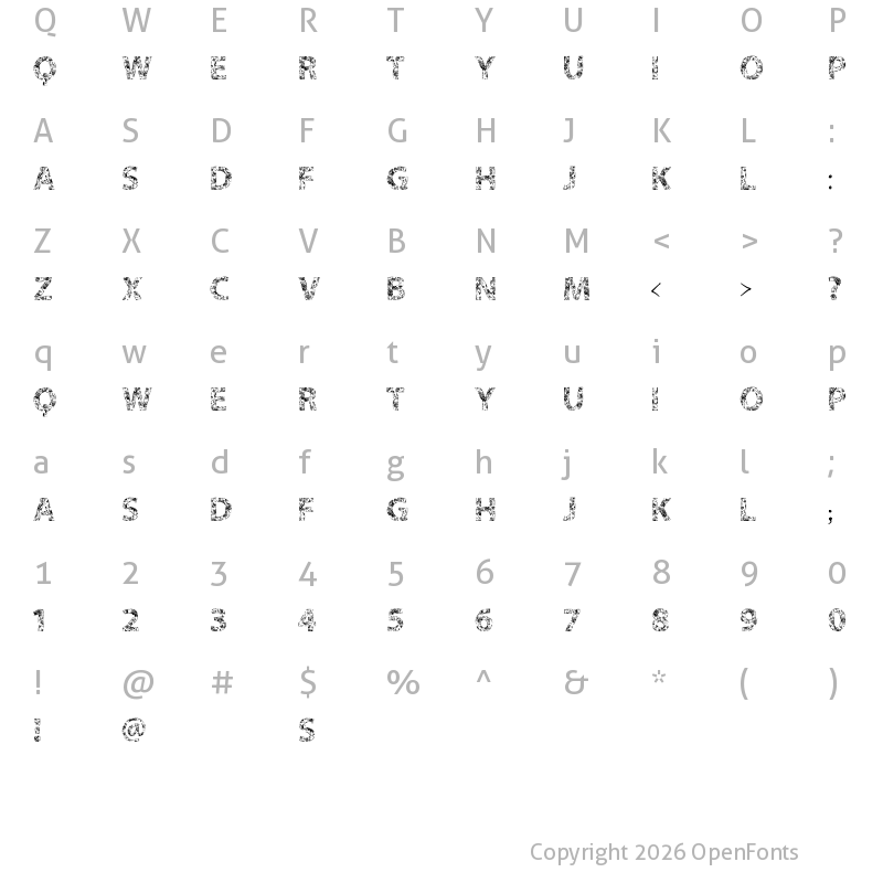 Character Map of VTKS FLOWERS IN OUR SOUL Regular