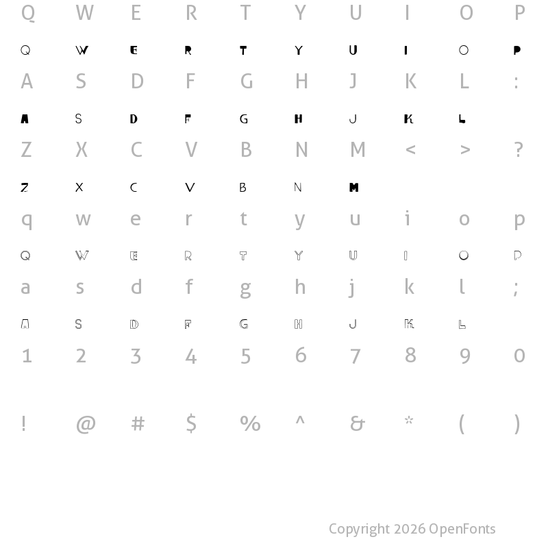 Character Map of vtks lumina Regular