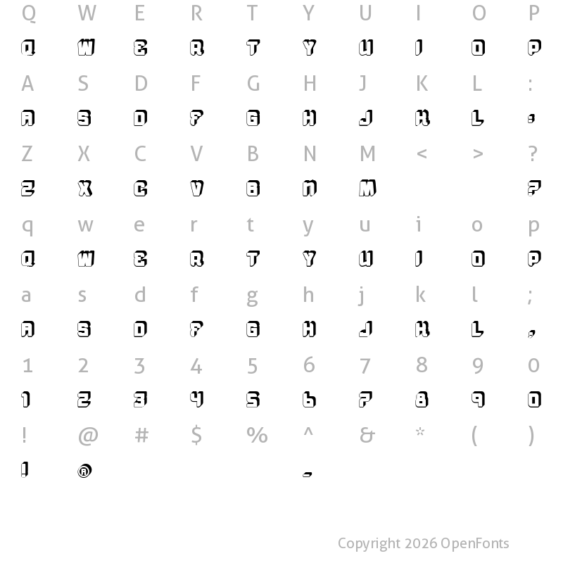 Character Map of vtks morning rain 3D Regular